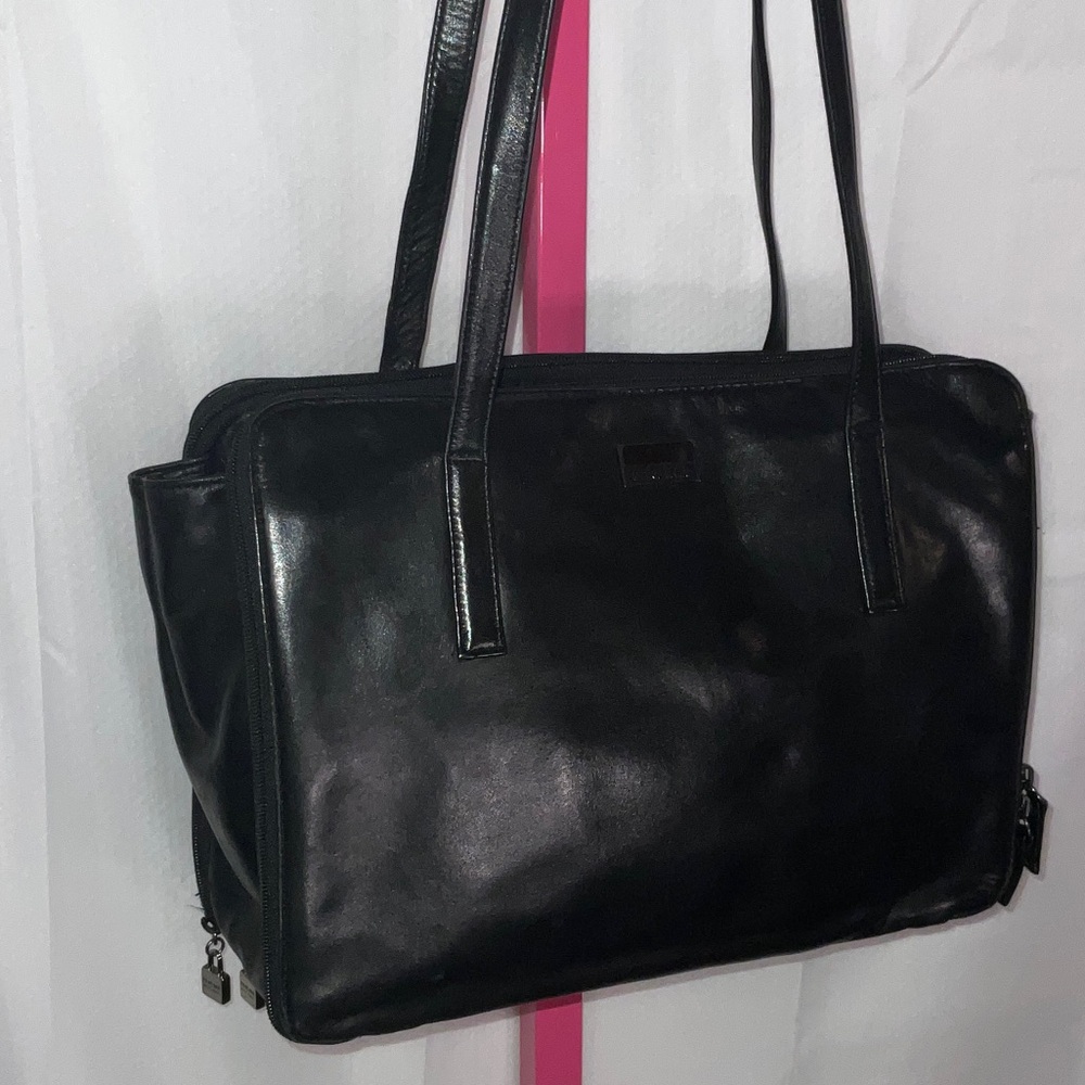 Perlina‎ Glossy Black Business Shoulder Bag - Picture 4 of 14